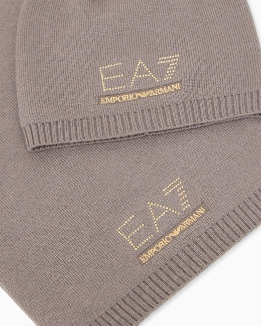 EA7 Gray Beanie And Scarf Set Evolution