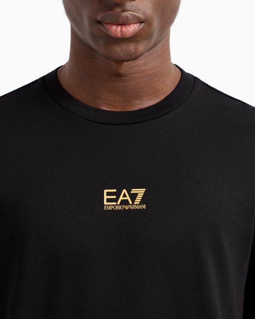 Felpa Girocollo Core Identity In Cotone di EA7 in Black da Uomo