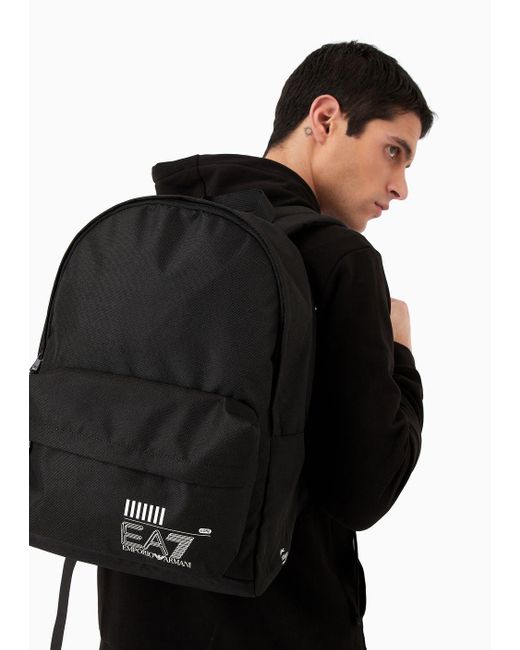 EA7 Black Asv Recycled-fabric Train Core Backpack