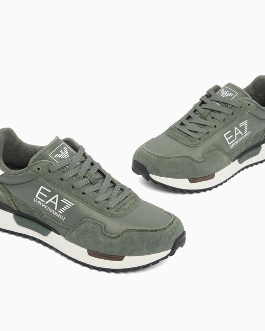 EA7 Green Vintage Sneaker Mit Wildledereinsätzen Vintage Running