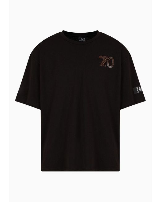 EA7 Black 7.0 Crew-neck T-shirt In A Recycled Cotton And Cotton Blend for men
