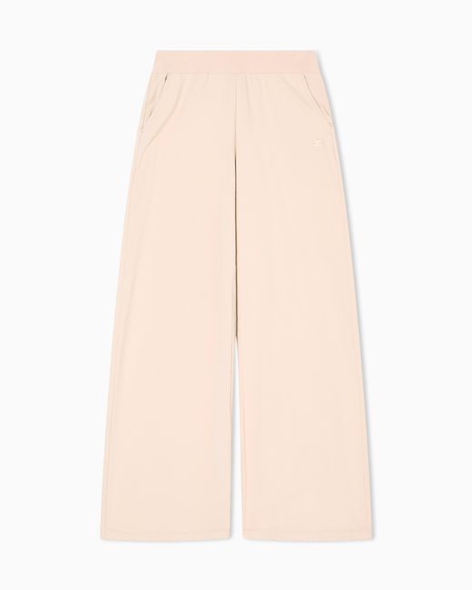 EA7 Natural Core Lady Stretch-Cotton Wide-Leg Trousers