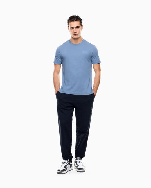 EA7 Blue Logo Series Cotton-Jersey T-Shirt for men