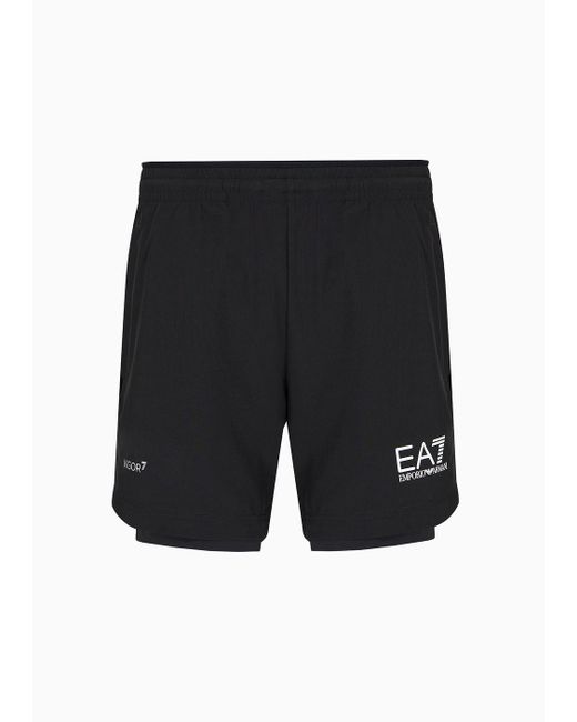 EA7 Black Dynamic Athlete Shorts In Vigor7 Technical Fabric for men