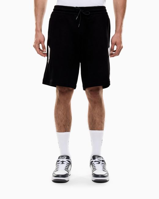 EA7 Black Summer Block Pure Cotton Shorts for men