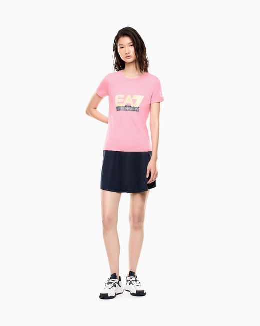 EA7 Pink Nitto Atp Finals Crew Neck Maxi Logo T-Shirt