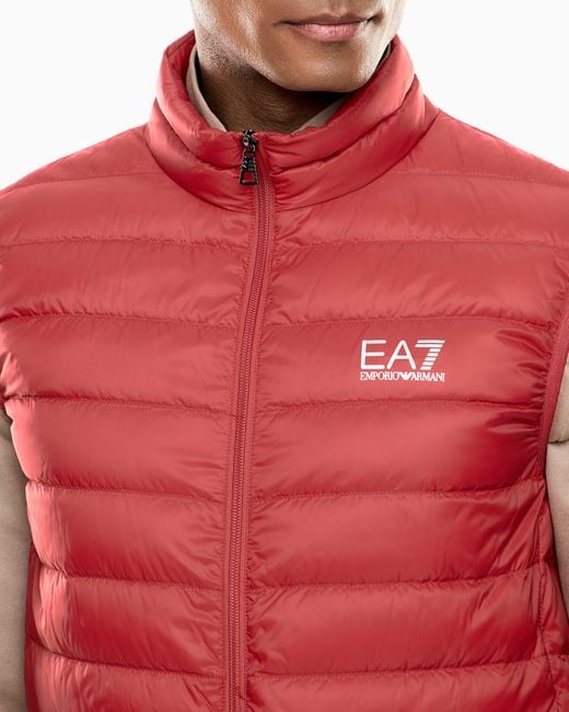 EA7 Red Packable Gilet With Zip And Down Padding Core Identity for men