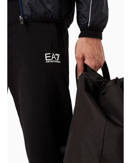 EA7 Black Core Identity Cotton Tracksuit With Logo for men