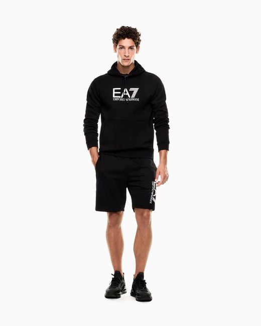 Felpa Con Cappuccio Visibility di EA7 in Black da Uomo