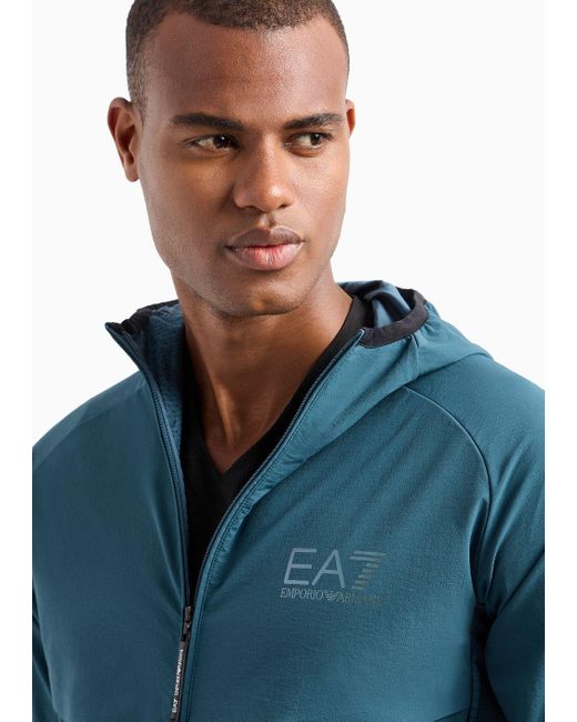 EA7 Dynamic Athlete Sweatshirt Mit Kapuze Aus Technischem Ventus7-funktionsgewebe in Blue für Herren