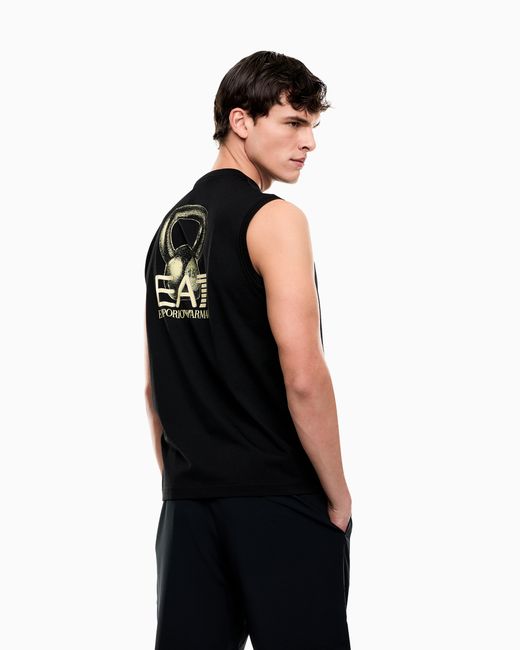 EA7 Black Graphic Series Cotton-Jersey Tank Top for men
