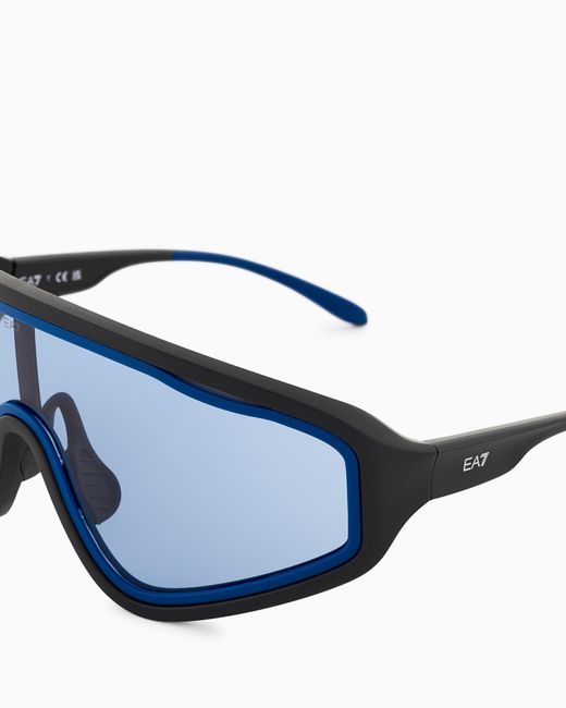 EA7 Black Irregular-Shaped Sports Sunglasses for men