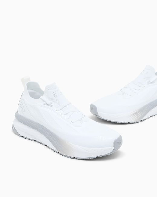EA7 White Crusher Sonic Knit Sneakers