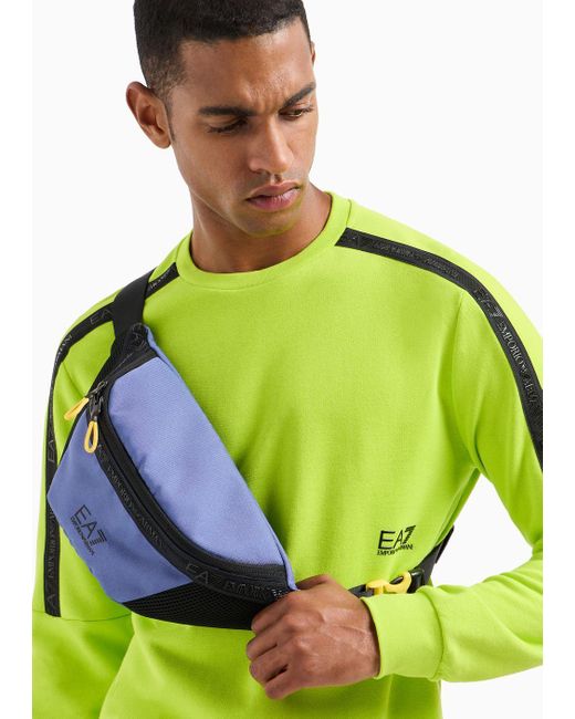 EA7 Blue Logo Series Technical Fabric Belt Bag for men