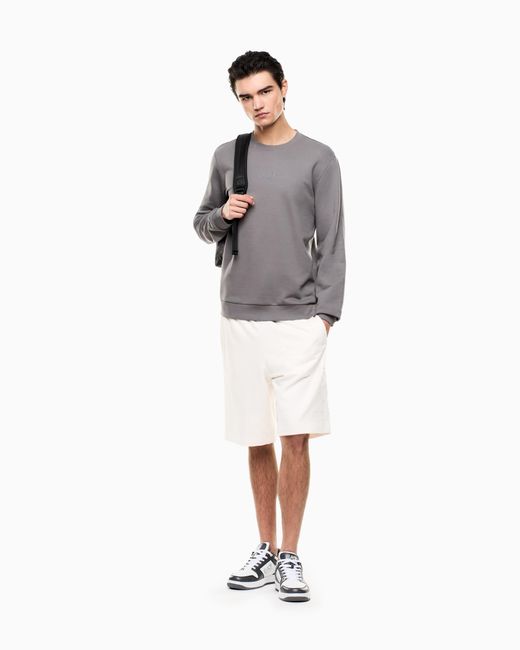 EA7 Gray Logo Series Cotton Crew-Neck Sweatshirt for men