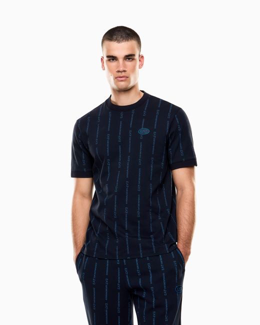 EA7 Blue Graphic Series Cotton Crew-Neck T-Shirt for men