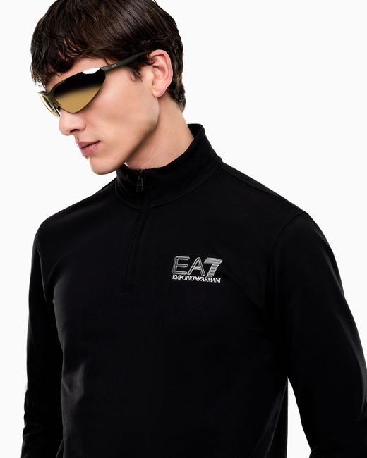 EA7 Black Visibility Pure Cotton Tracksuit for men