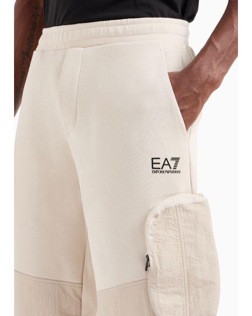 Pantaloni Cargo Athletic Mix In Misto Cotone di EA7 in Natural da Uomo