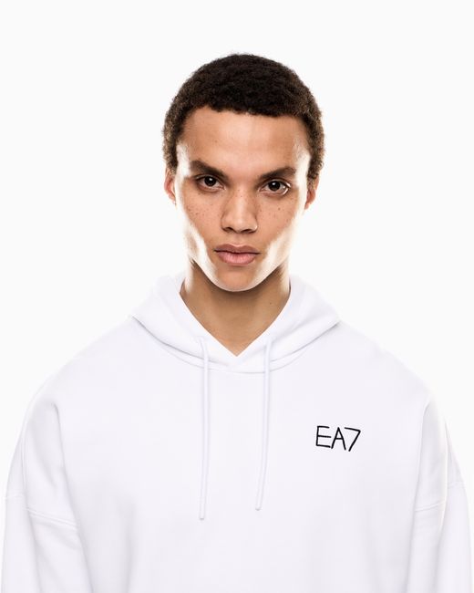 Felpa Con Cappuccio Graphic Series di EA7 in White da Uomo