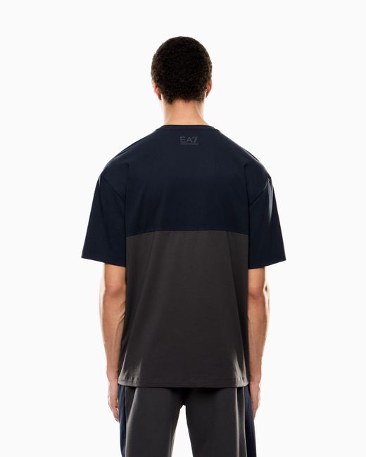 T-Shirt Girocollo Athletic Colour Block di EA7 in Blue da Uomo