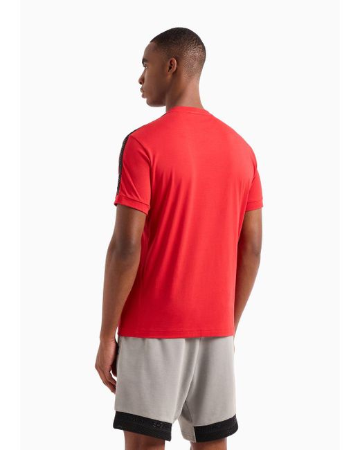 EA7 Logo Series T-shirt Mit Rundhalsausschnitt Aus Baumwolle in Red für Herren