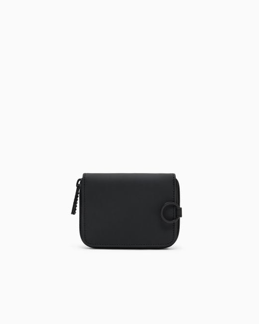EA7 Black Oversized Wallet With Zip-Around Closure From Logo Series