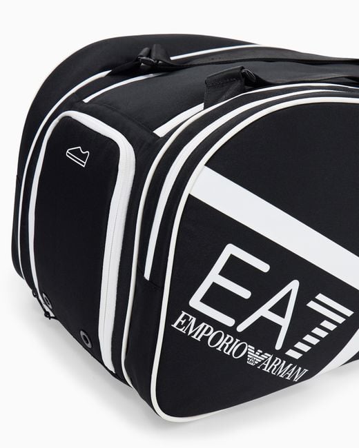 EA7 Black Padel Gym Bag With Lining And Outer Coating