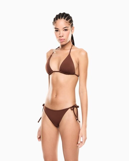 EA7 Brown Triangle Bikini With Metallic Logo