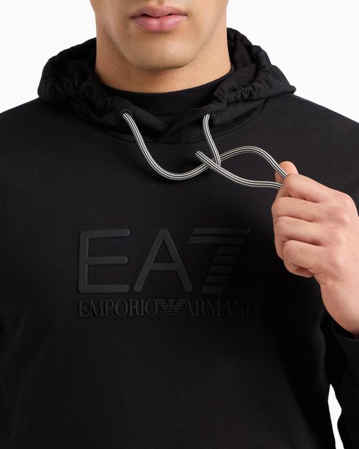 Felpa Con Cappuccio Visibility di EA7 in Black da Uomo