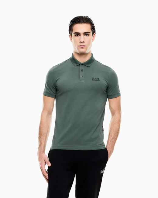 EA7 Green Stretch Polo for men
