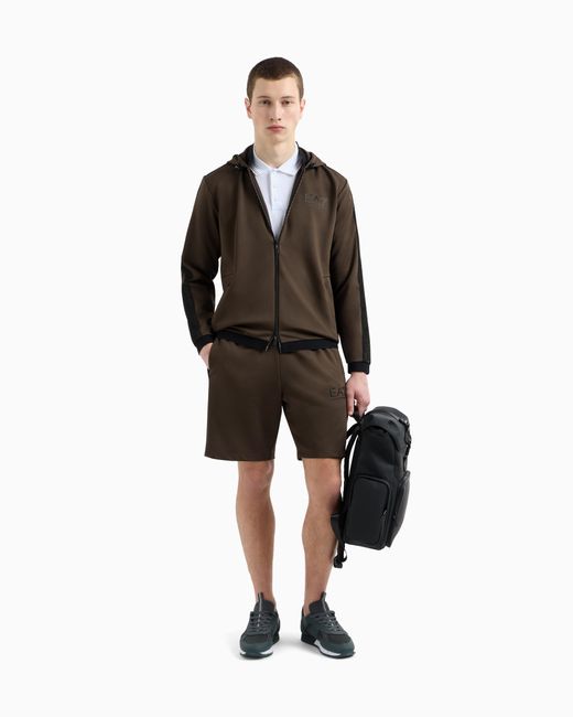 Felpa Con Cappuccio Label di EA7 in Black da Uomo