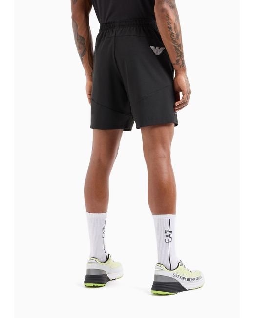 EA7 Black Tennis Pro Shorts In Ventus7 Technical Fabric for men