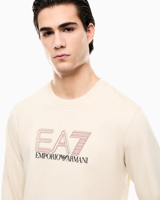 EA7 Natural Visibility Cotton Zip-Up Sweatshirt With Logo for men