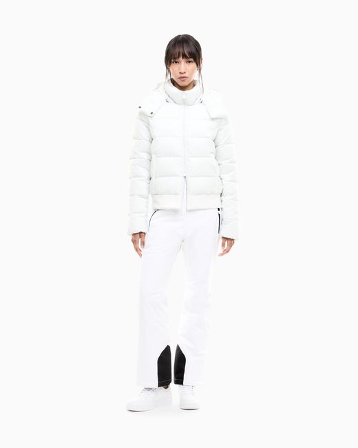 EA7 White Bomber Jacket Regular Fit Padded With Hood