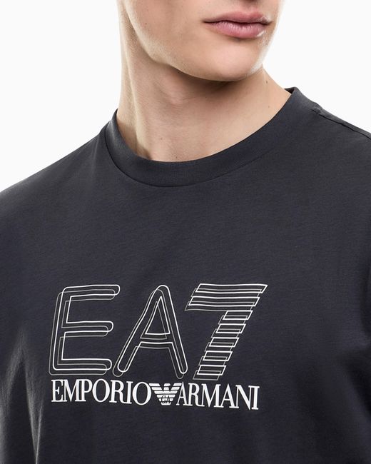 EA7 Gray Visibility Cotton-Jersey Crew-Neck T-Shirt for men