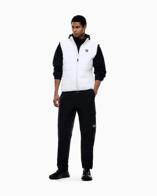 EA7 Gray Premium Shield Technical-Fabric Gilet for men