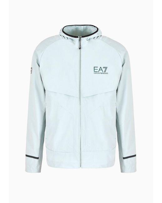EA7 Blue Dynamic Athlete Hooded Sweatshirt In Ventus7 Technical Fabric for men