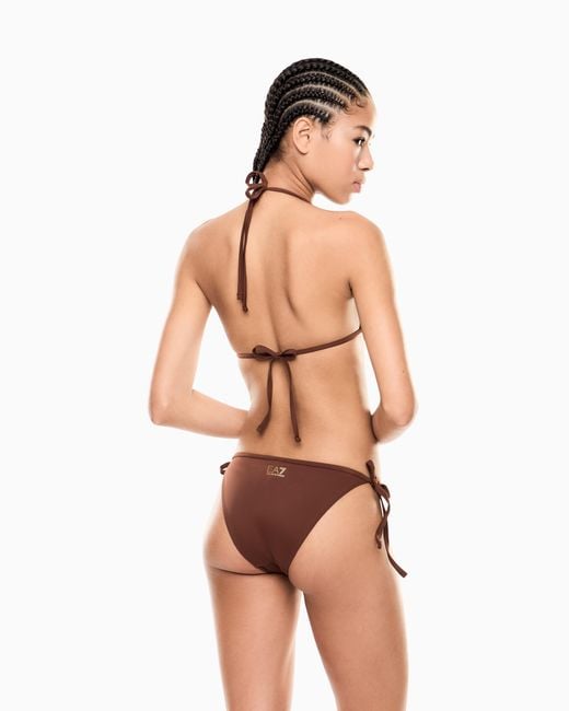 EA7 Brown Triangle Bikini With Metallic Logo