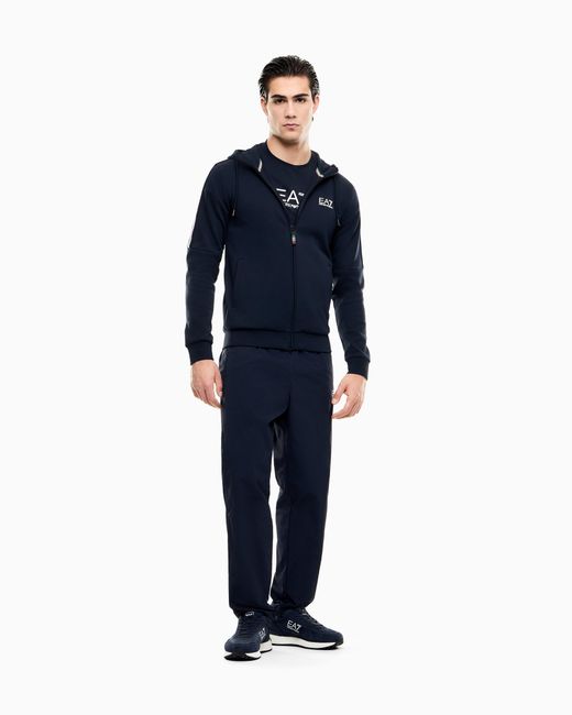 EA7 Blue Italian Spirit Jersey Hooded Sweatshirt for men