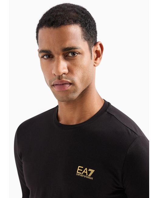 T-shirt Core Identity A Manica Lunga di EA7 in Black da Uomo