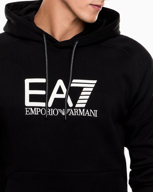 Felpa Con Cappuccio Visibility di EA7 in Black da Uomo