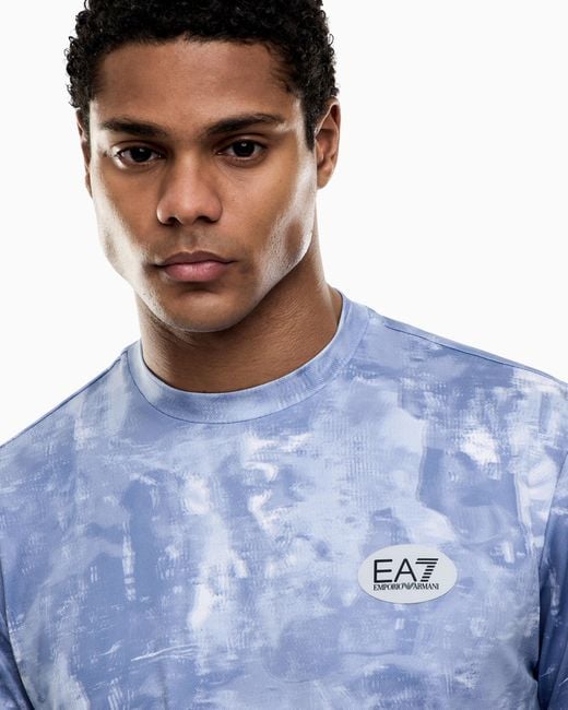 EA7 Blue Tennis Pro Print T-Shirt for men