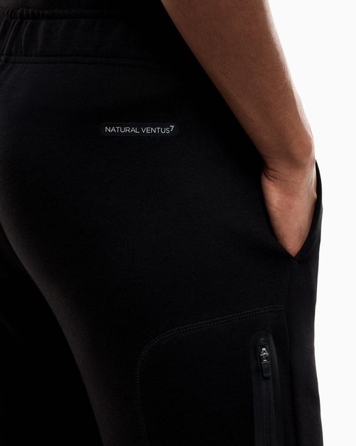 EA7 Black Slim-Fit Trousers Natural Ventus 7 Technical Cotton Jersey for men
