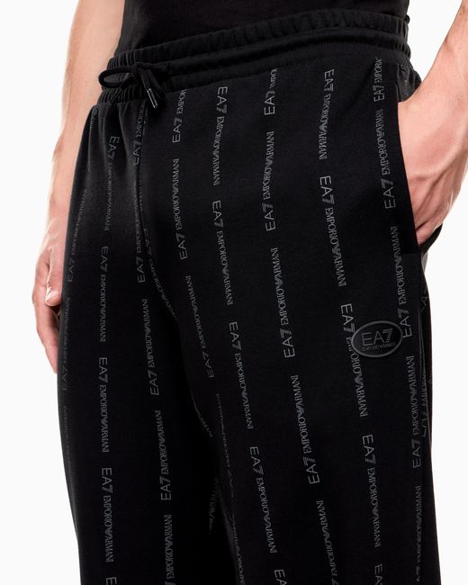 EA7 Black Graphic Series Cotton-Blend Joggers for men