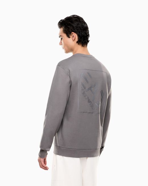 EA7 Gray Logo Series Cotton Crew-Neck Sweatshirt for men