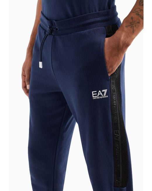 EA7 Blue Cotton Logo Series Joggers for men