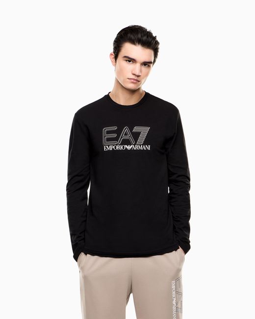 EA7 Black Visibility Long-Sleeved T-Shirt for men