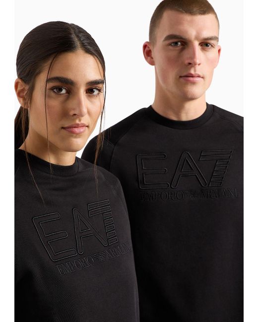 EA7 Black Logo Series Unisex-sweatshirt Mit Rundhalsausschnitt Aus Bio-baumwolle