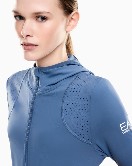 EA7 Blue Dynamic Athlete Hooded Sweatshirt