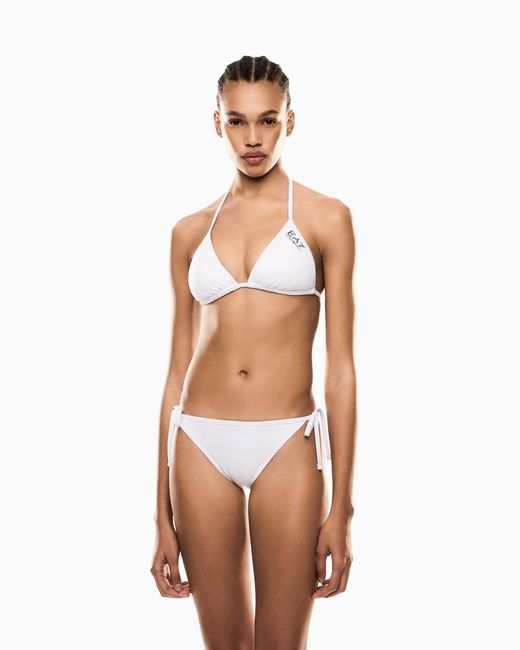 EA7 White Two-Piece Bikini With Triangle Top And Ties Water Sports